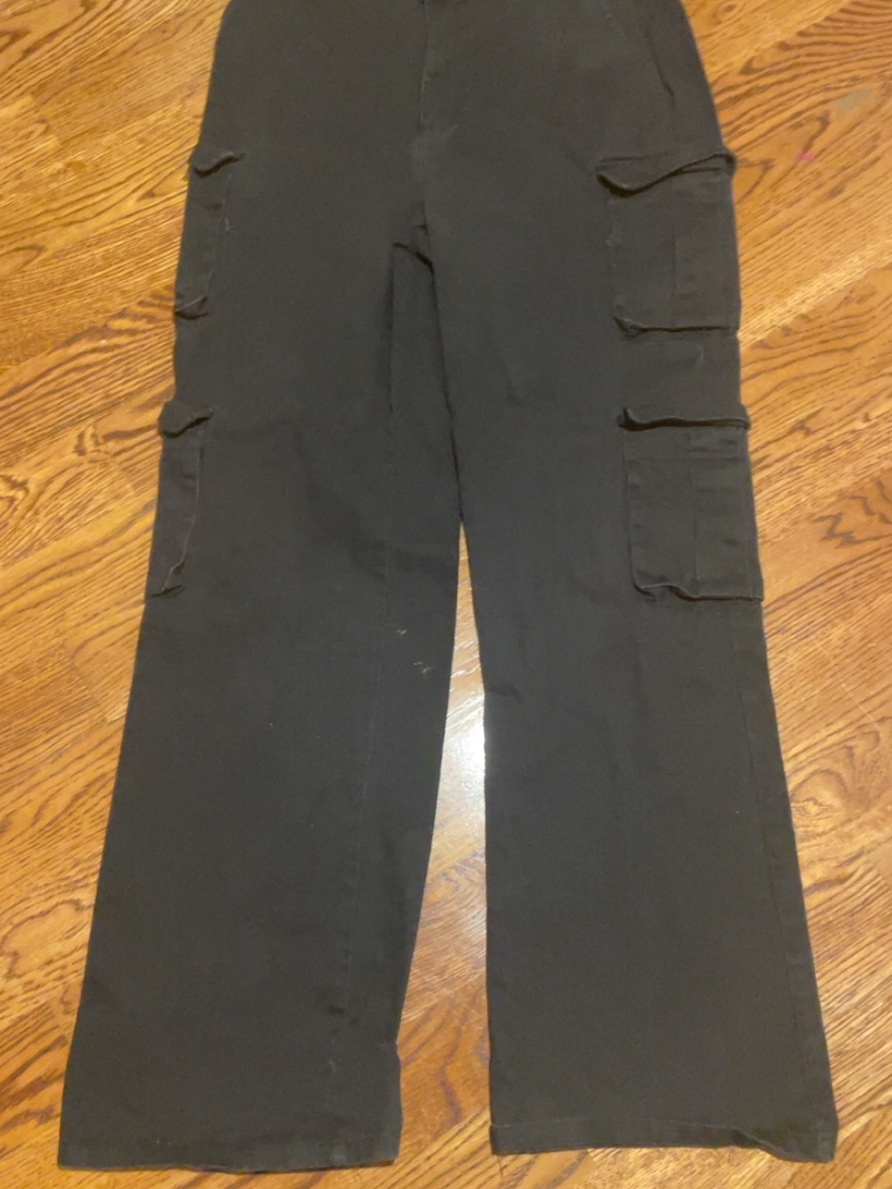Fashion Nova Men's Black Wide-Leg Cargo Pants